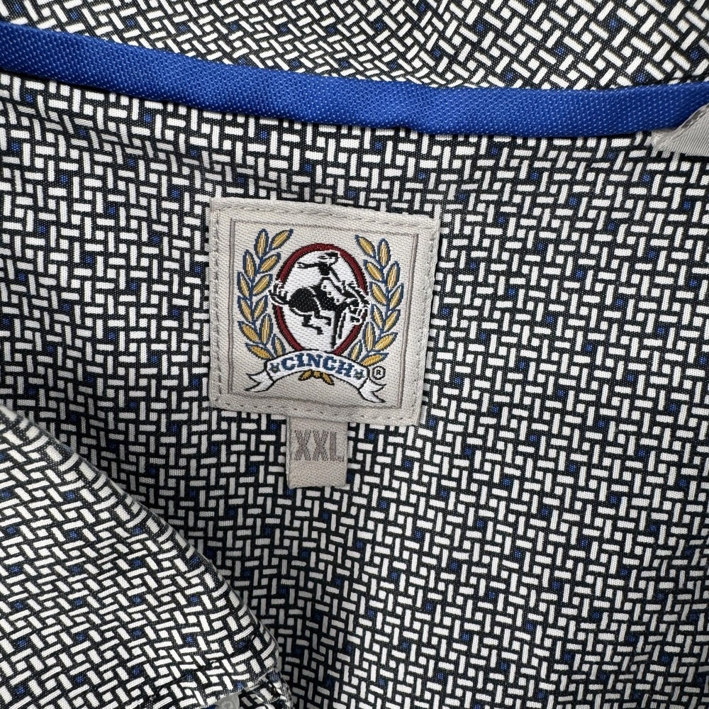 Cinch Shirt Mens 2XL Gray Geometric Embroidered Pocket Button Up Long Sleeve - Picture 4 of 8